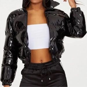 PrettyLittleThing Glossy Black Puffer Jacket